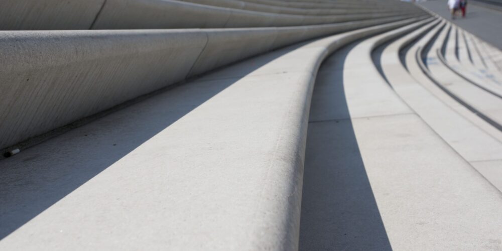 A newly built stairs in the port of Hamburg